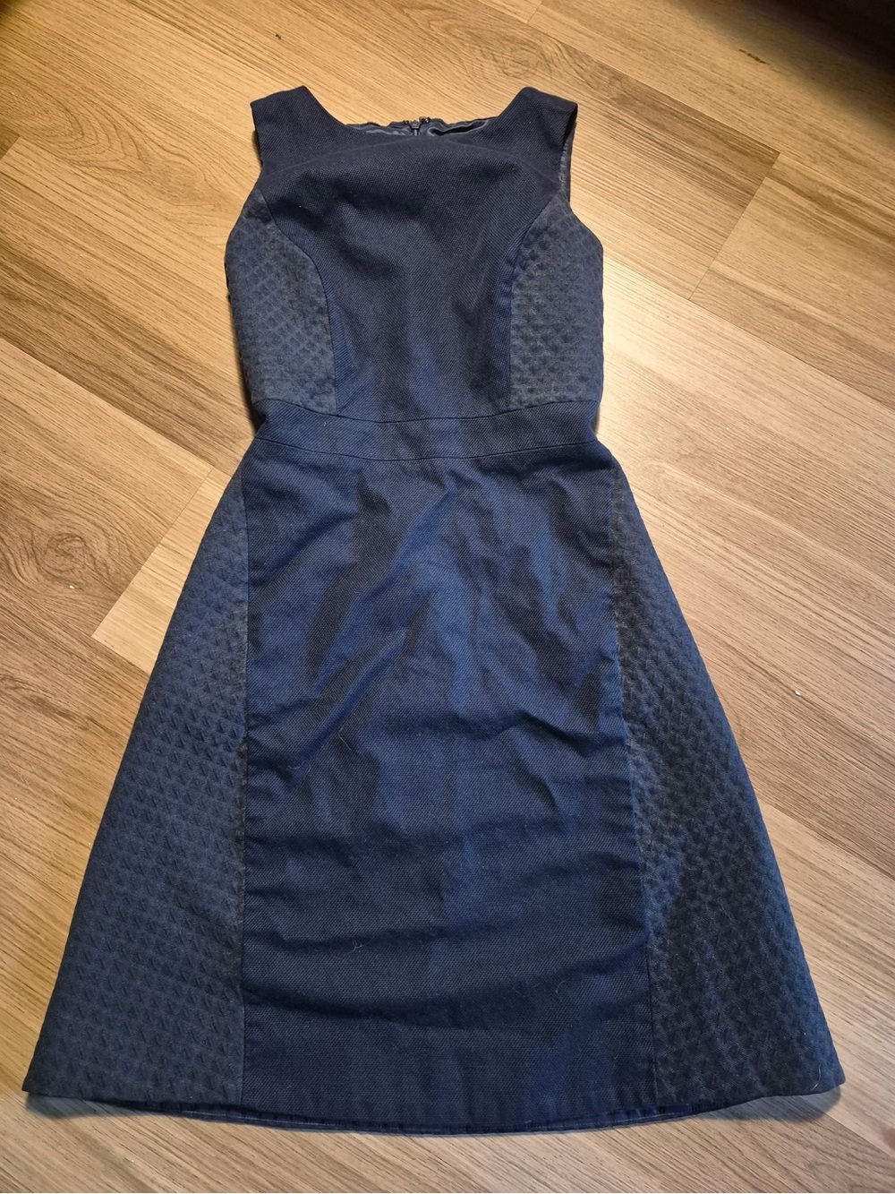 J. Crew Navy Textured Fit-and-Flare Midi Dress